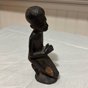 Wooden Hand carved Statue African man Praying Kneeling Figure Sculpture GLOBAL